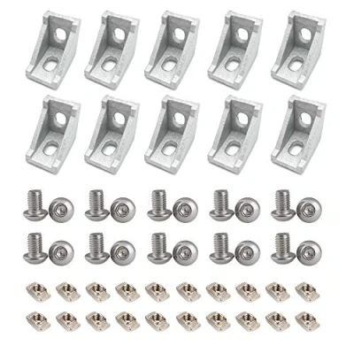 Image of Befenybay 10PCS Extruded Aluminum Profile 2028 Corner Bracket Right Angle with Screws for 6mm Slot Extrusion 2020 Series (2028 Silver 10 Screws)