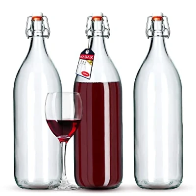 Image of KADAX Swing Top Bottle 1.9 L, Flip Glass with Rubber Stopper, Fermentation Bottle, Container for Kombucha, Wine, Beer (Set of 3)