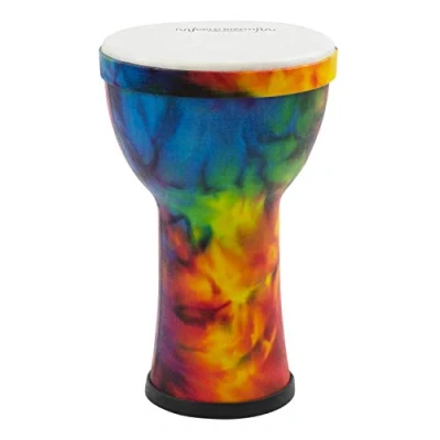 Image of World Rhythm MDJ007 6 Inch Pretuned Synthetic Djembe Hand Drum for Festivals, School Percussion Rainbow