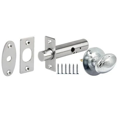 Image of HANDLEZONE® Mortice Security Door Bolt, 60mm Silver Rack with Polished Chrome Oval Thumbturn