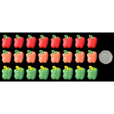 Image of 24 x Edible 3D Mixed Peppers Vegetables icing toppers, cake cupcakes decorations