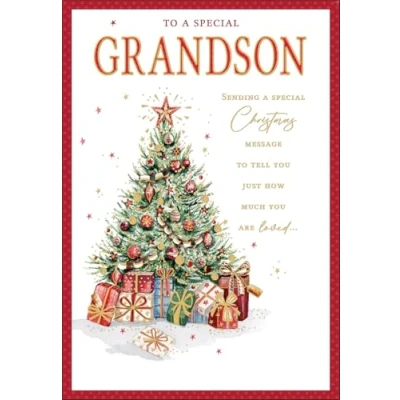 Image of Regal Publishing Christmas Card To a Special Grandson Traditional tree 9 x 6 inches