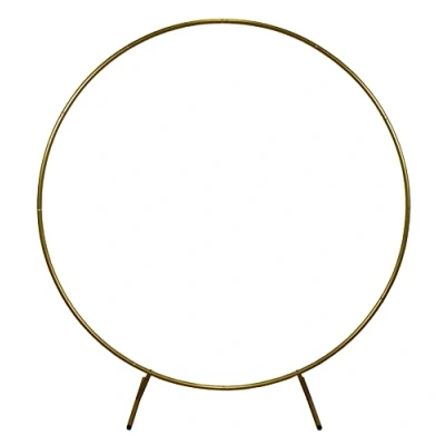 Image of Wedding Moongate Arch Gold 2m/ 200cm Moon Gate Arbour Round Outdoor Decor Background Flower Balloon Circle Hoop Frame Backdrop Party Decoration Prop Floor Standing Baby Shower Birthday Christening