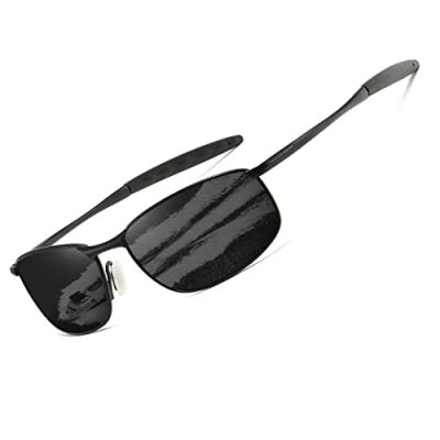 Image of kimorn Polarized Sunglasses For Men Retor Rectangle Frame Classic Sun Glasses K0535 (Black)