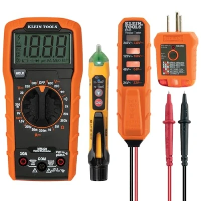 Image of Klein Tools MM320KIT Digital Multimeter Electrical Test Kit, Non Contact Voltage Tester, Receptacle Carrying Case and Batteries