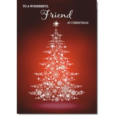 Image of doodlecards Friend Christmas Card Snowflake Tree Medium Size for with Plain Envelope