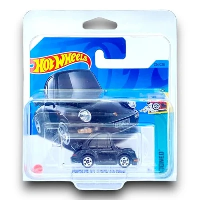 Image of Hot Wheels Porsche 911 Turbo 3.6 (964) (Black) 5/5 Tooned 2023 234/250 (Short Card) COMES IN A KLAS CAR KEEPER SHORT CARD PROTECTOR CASE HKG69