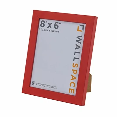 Image of Wall Space 8x6 Red Frame Modern Photo 8 x 6 inches Wooden 6x8 Picture Frames made from SOLID WOOD with REAL GLASS