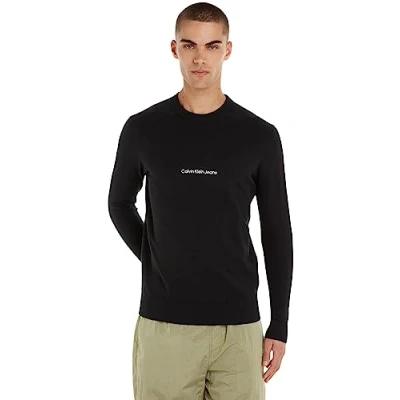 Image of Calvin Klein Jeans Men&#039;s INSTITUTIONAL Essential Sweater J30J324328 Pullovers, Black (Ck Black), XL
