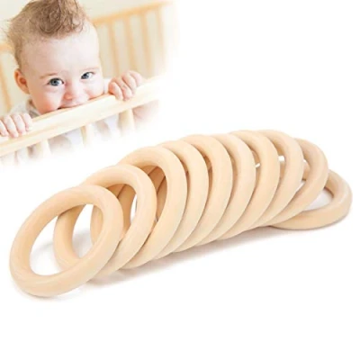 Image of 10Pcs 65mm Wooden Rings, Unfinished Wood Teething Rings Natural Loop Ring for DIY Craft Pendant Connectors Jewelry Making(65mm)