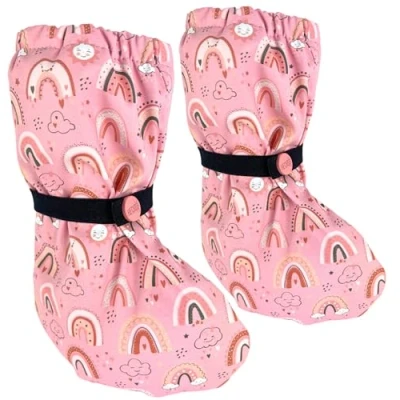 Image of HECKBO baby rain booties without fleece shoe covers forest animals 6 18 months overshoes crawling shoes
