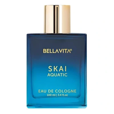 Image of BellaVita Luxury SKAI Aquatic Eau de Cologne for Men 100ml Premium Bergamot, Lavender &amp; Pink Pepper Mens Perfume with Oils Aquous Fragrance