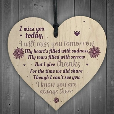 Image of RED OCEAN Miss You Memorial Bereavement Gifts For Mum Dad Nan Grandad Love Hanging Plaque Sign