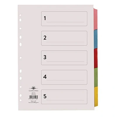 Image of Concord 5 Part Printed Index Subject Dividers A4