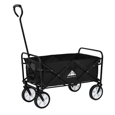 Image of Black Heavy Duty Foldable Garden Festival Trolley Camping Folding Cart Wagon Truck Wheelbarrow