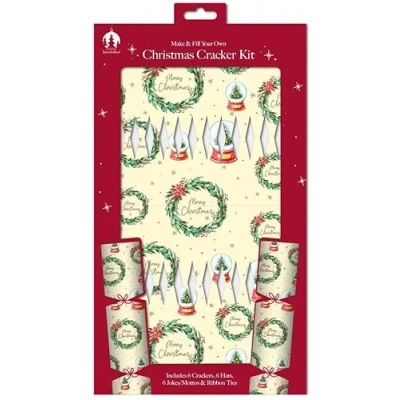 Image of Quickdraw Christmas Cracker Kit Make and Fill Your Own Crackers 6 Pack Festive Seasonal Party Craft (Wreath)