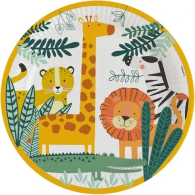 Image of amscan 9909345 66 Get Wild Animals Birthday Party Paper Plates 8 Pack