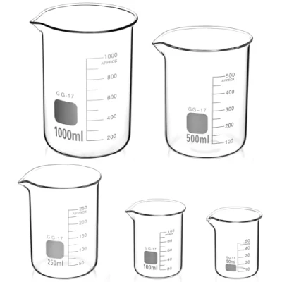 Image of QWORK® 5 Pcs Graduated Borosilicate Glass Beaker 50ml 100ml 250ml 500ml 1000ml Set for Science Lab Kitchen