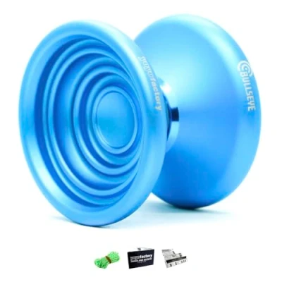 Image of YoyoFactory BULLSEYE Yo BLUE (Metal Yoyo Great For DNA Tricks, String, Ball Bearing &amp; Instructions Included)
