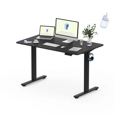 Image of FLEXISPOT Essential Electric Standing Desk Height Adjustable Sit Stand Up for Home Office (120 * 60cm, Black Frame+ Desktop.)