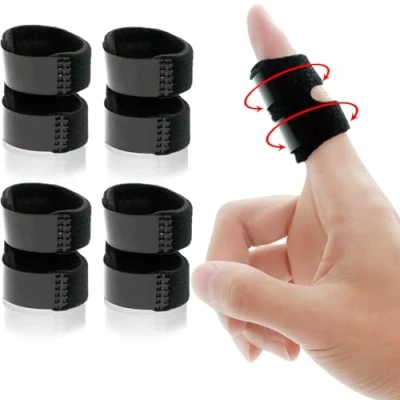 Image of Hasny Finger Splint 4pcs Adjustable Thumb Trigger for Arthritis Support Immobilization Straightening Brace Splints All Fingers Pain Relieve (Black)