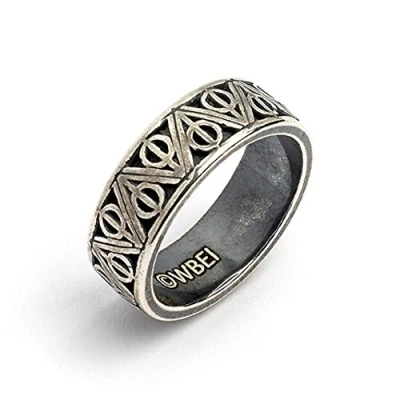 Image of Harry Potter Sterling Silver Deathly Hallows Ring Size P