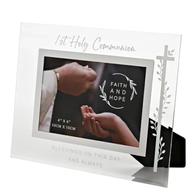 Image of Widdop Faith and Hope Glass Frame First Holy Communion Photo 4&quot; x 6&quot; Religious Commerative Gift Picture