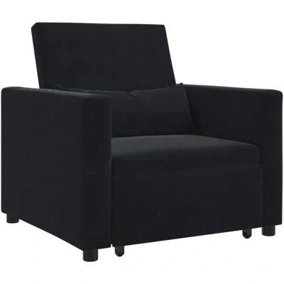 Image of vidaXL 3 in 1 Single Sofa Bed Convertible Black Velvet