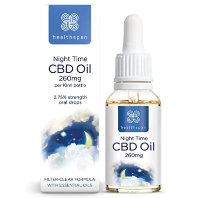 Image of Healthspan 260mg Night Time CBD Oil Drops with Chamomile, Hops, Lavender and Lemon Balm Vegan