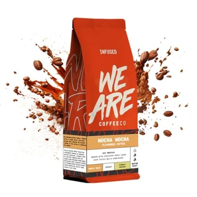 Image of Coffee Beans 227g Bag, Whole Bean Coffee, Ethiopian Mocha Flavoured Beans, Arabica, Medium Roast Fresh Single Origin (We Are Co)