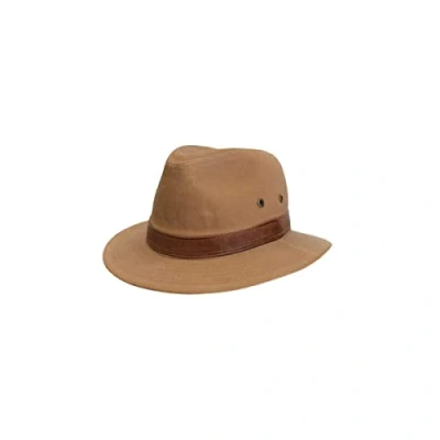 Image of Stetson Cotton Traveller Outdoor Hat Men Summer Fisher&#039;s Sun with Leather Trim Winter L (58 59 cm) Brown