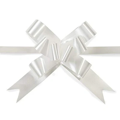 Image of SHATCHI Large 30mm/3cm Ribbon Pull Bows for Party Wall, Gift Wraps, Christmas Trees, Wedding, Birthday Hampers Decoration Florist, White, 60pcs