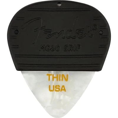 Image of Fender Mojo Grip Guitar Picks, Celluloid, Thin, 3 Pack, White Moto