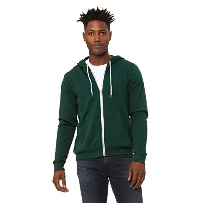 Image of Mens Poly Cotton Fleece Full Zip Hoodie (3739) Forest L