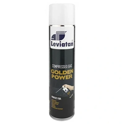 Image of LEVIATAN Golden Power Compressed Air Spray 600 ml Purifier Perfect for Keyboard and Computer Cleaning Very Convenient