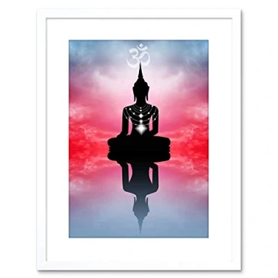 Image of Wee Blue Coo The Art Stop PAINTING ILLUSTRATION BUDDHIST YOGA MEDITATION LOTUS FRAMED PRINT F97X4663