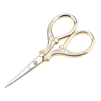 Image of Embroidery Scissors Cross Stitch Antique Sewing Stainless Steel Household Needlework Shears for DIY Craft Needle Work Art (Gold)