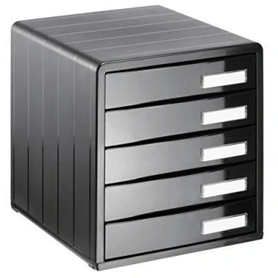 Image of Rotho, Timeless, Office box with 5 drawers, Plastic (PS) BPA anthracite, 34,5 x 29,0 32,0 cm