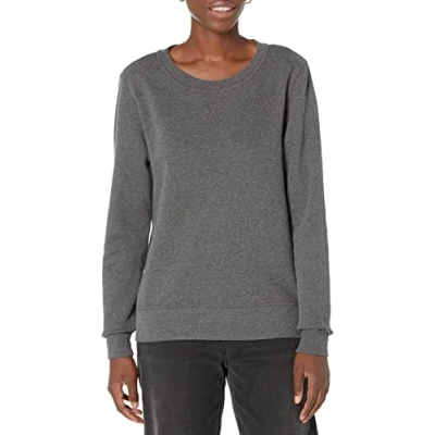 Image of Amazon Essentials Women&#039;s French Terry Fleece Crewneck Sweatshirt (Available in Plus Size), Charcoal Heather, S