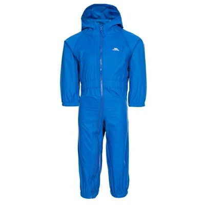 Image of Trespass Unisex Kids Button Waterproof Rain Suit With Hood, blue, 18 24 Months UK