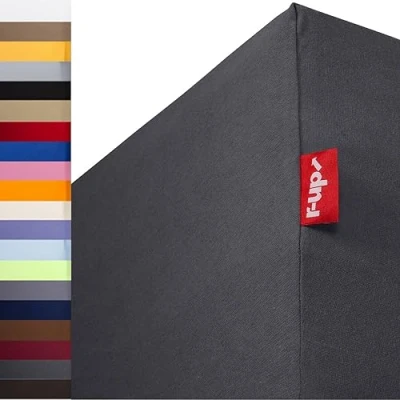 Image of r up Fits fitted sheets 180 x 200 220 cm to 35 height, many colours, 100% cotton, 130 g/m�, Oeko Tex, stress , also for box spring beds (anthracite grey)