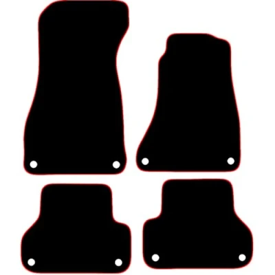 Image of Carsio Carpet Car Mats For Audi A4 2016 Onwards 4 Piece Set Tailored Fit Floor Mat Complete Accessory Black Custom Fitted All Weather, Anti Slip Backing &amp; Red Trim