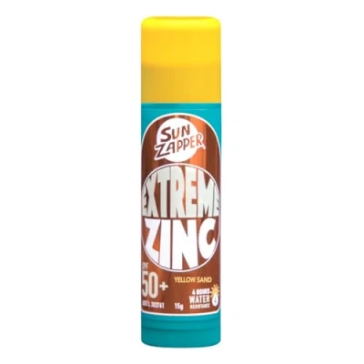 Image of Sun Zapper Zinc Stick Yellow Colour Sunblock SPF 50+ Oxide Sunscreen for Face Mineral Cream Made in Australia