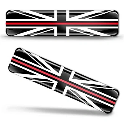 Image of Biomar Labs® 2 x 3D Domed Silicone Stickers Decals England UK Union Jack National United Kingdom Thin Red Line Great Britain Flag Car Motorcycle Helmet F 63