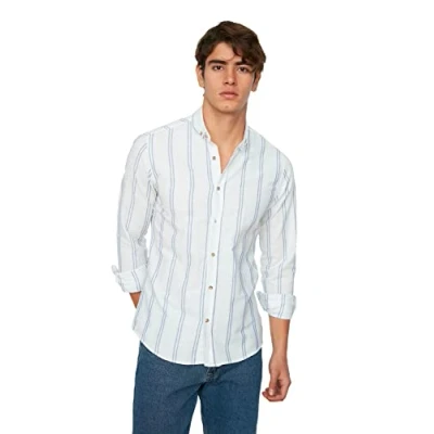 Image of Trendyol Man Slim fit Basic Button Placket Woven Shirts Weiß