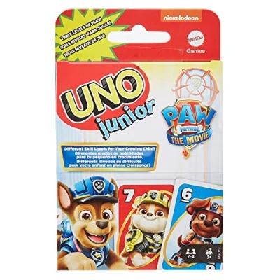 Image of Mattel Games UNO Junior PAW Patrol Card Game with 56 Cards 2 4 Players, Gift for Kids 3 Years Old &amp; Up, HGD13