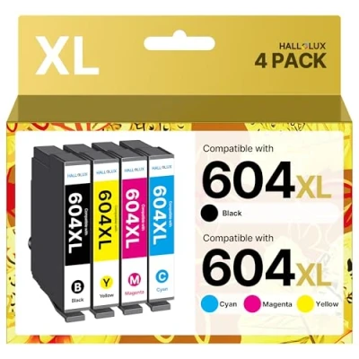 Image of HALLOLUX 604XL Ink Cartridges Multipack High Yield Compatible for Epson 604 XL XP 2200 2205 3200 3205 4200 4205 WF 2910DWF 2930DWF 2935DWF (Black Cyan Magenta Yellow)