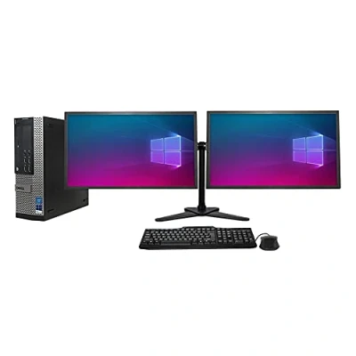 Image of Complete set Dual 22 inch Monitors &amp; Dell OptiPlex Core i5 3470 8GB RAM 250GB HDD WiFi Windows 10 64 Bit Desktop PC Computer (Renewed)