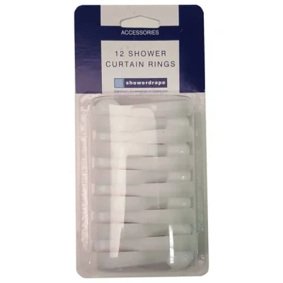 Image of Showerdrape 12 White Shower Curtain Rings