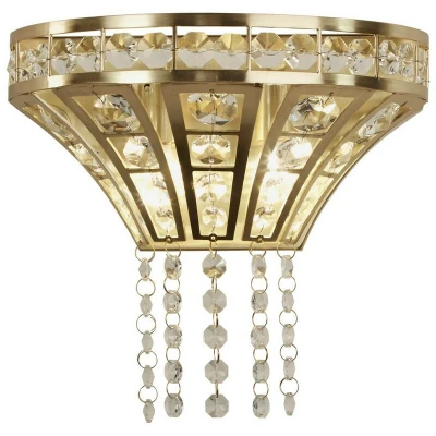 Image of Gemma 2 Light Wall Satin Brass, Clear Crystal